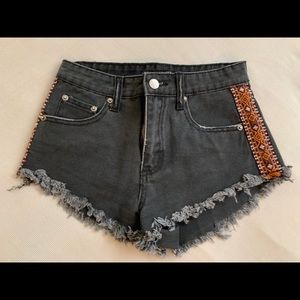 F21 black denim shorts